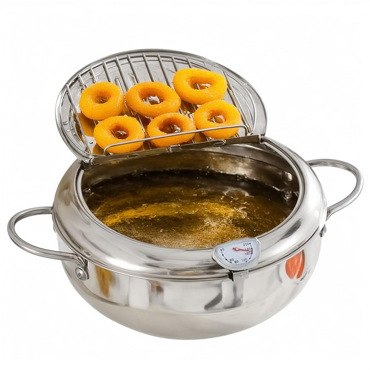 Deep Fryer Pot Japanese Frying Pot w/ Thermometer 1 each