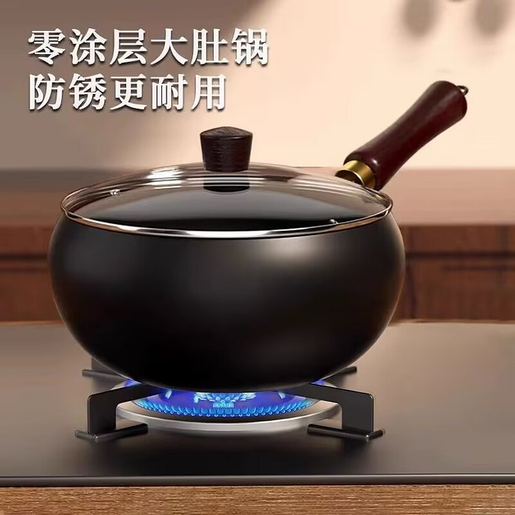 【爆款】温仑山锻造锤纹大肚锅24cm（赠清洁套组）