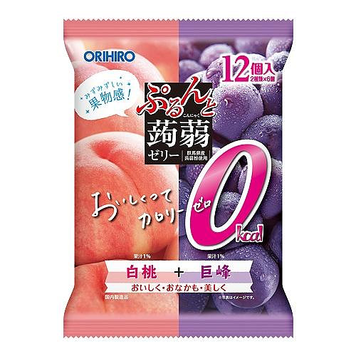 ORIHIRO蒟蒻零卡果冻 蜜桃&巨峰葡萄 12枚