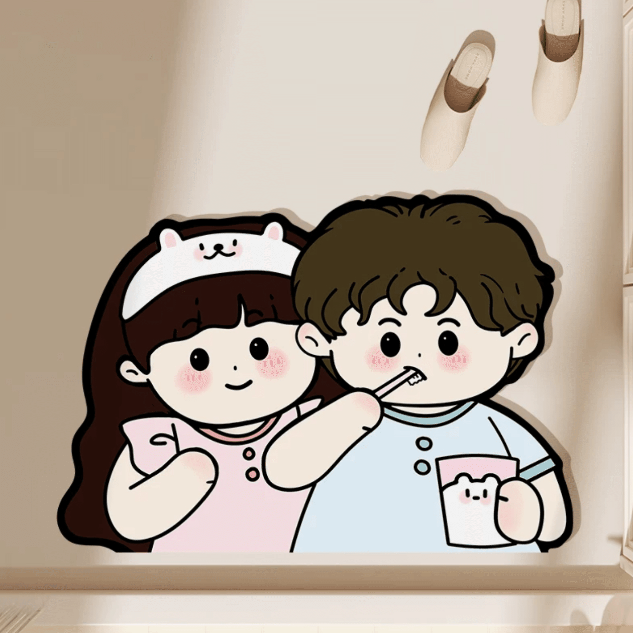 YuJianNi Cute Boy and Girl Floor Mat 19.6×31.4 1 count