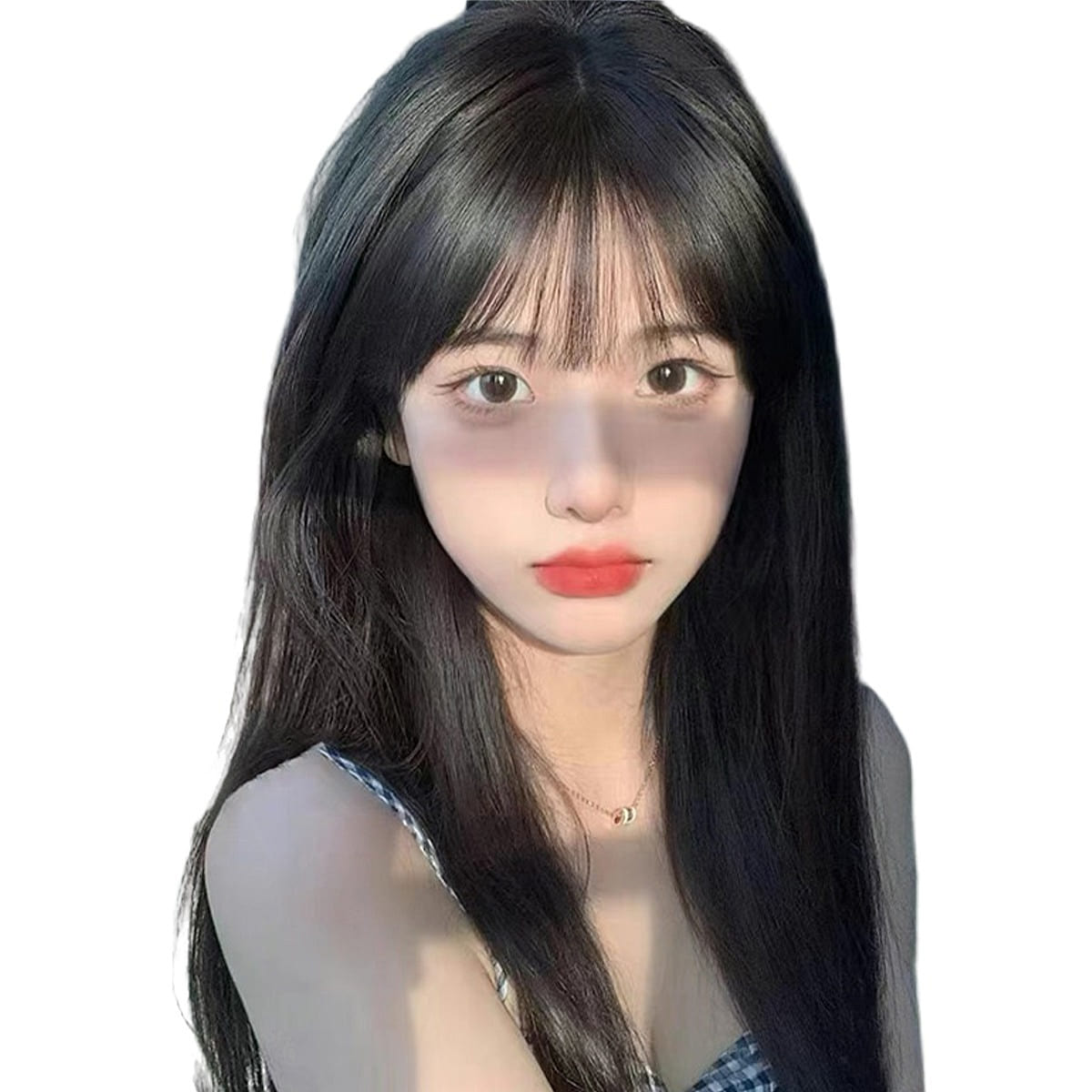 Thin style long straight hair wig Black tea color 1 each