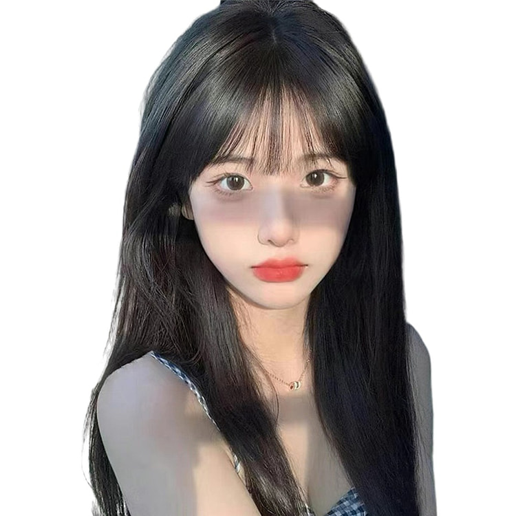 Thin style long straight hair wig Black tea color 1 each
