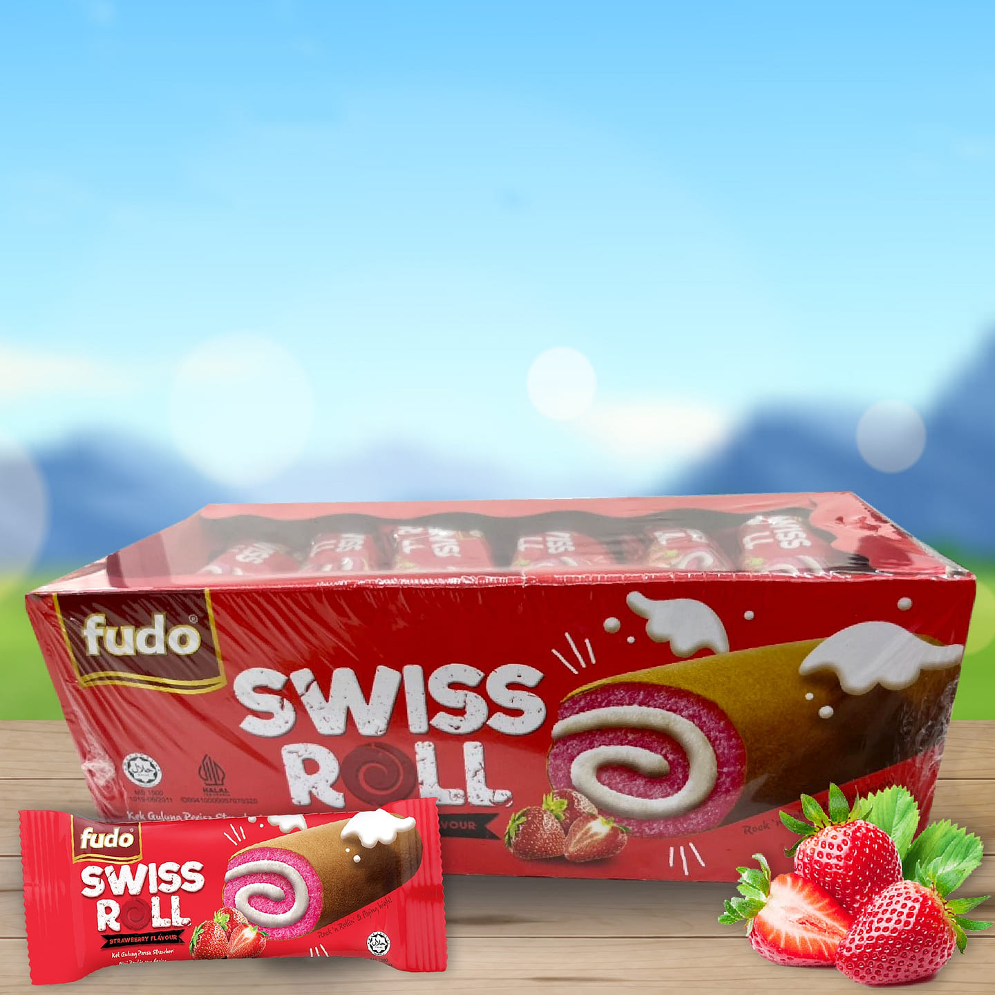 Malay Fudo Swiss Roll Strawberry Flavour 432 g