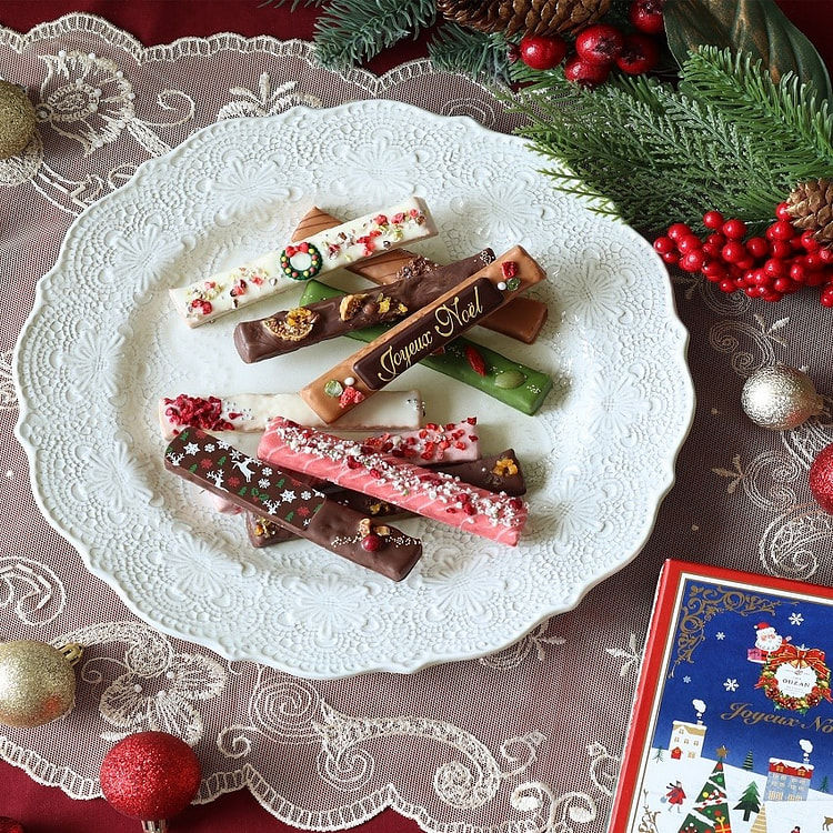 Japan CAFE OHZAN Christmas Chocolate Bar Assortment Gift Box (Long Box) 10p