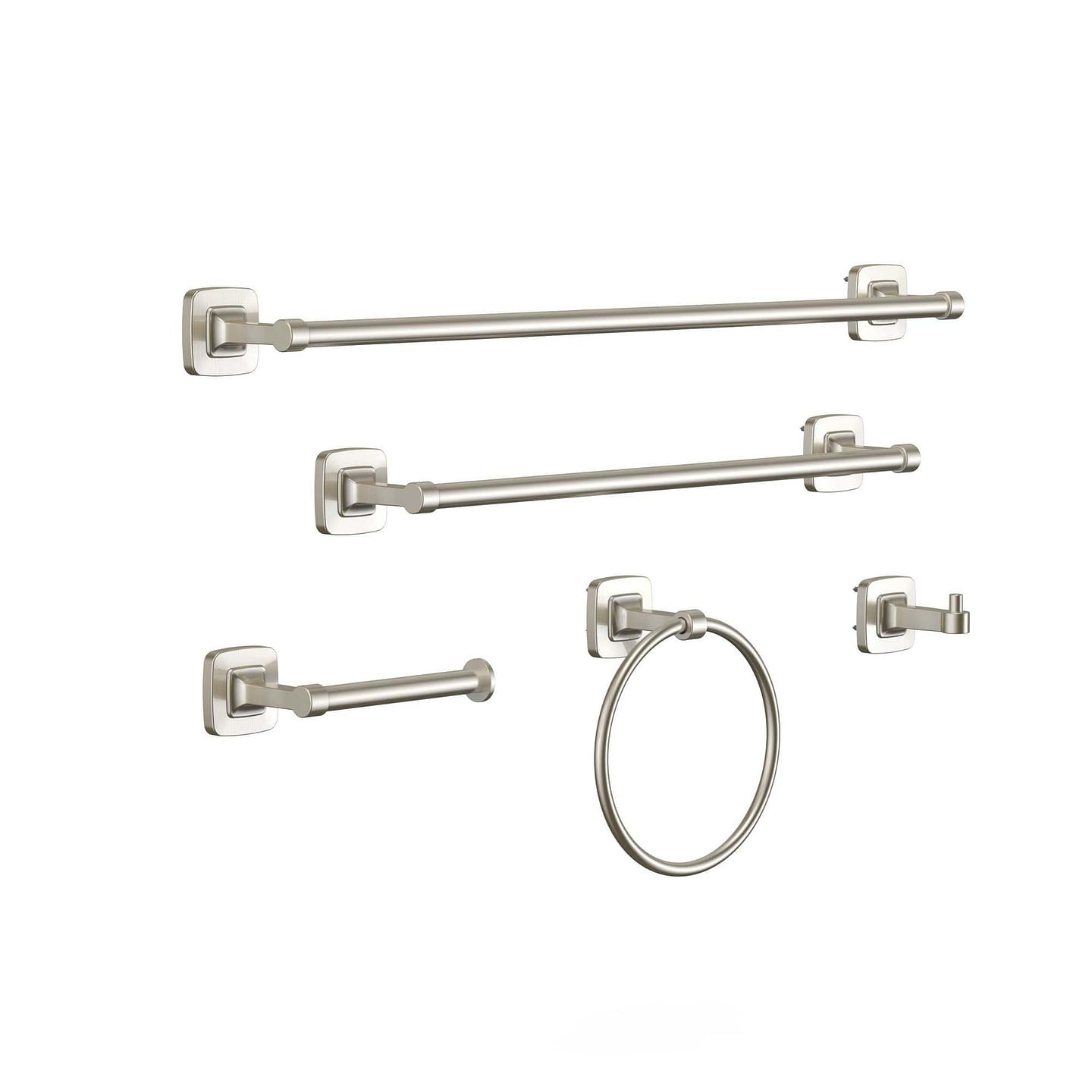 5-Piece Bath Hardware Set with Towel Ring/Bar Toilet Paper Holder Hook in BN 2.56 lb