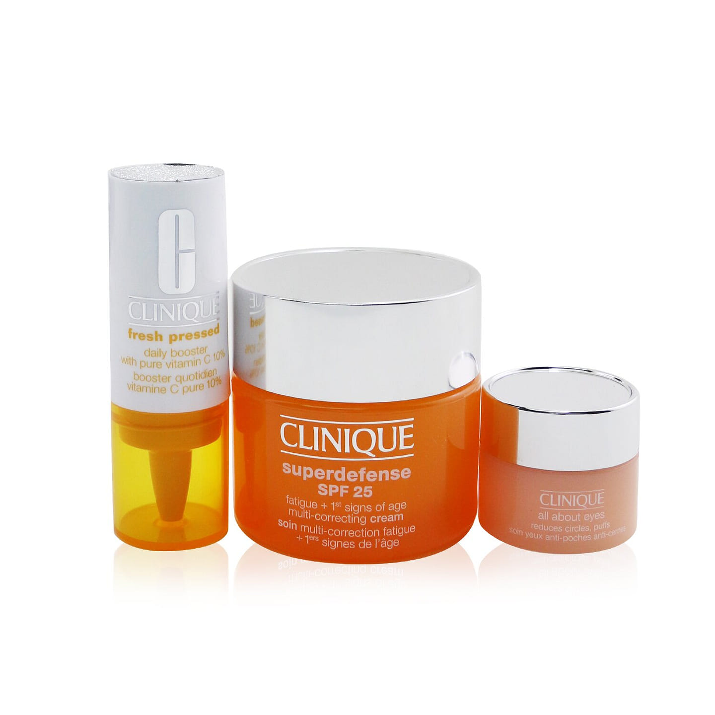 Clinique Derm Pro Solutions (For Tired Skin): Superdefense SPF 25 50ml+ Fresh Pressed Daily Booster 8.5ml+ All About Eye 5ml 3pcs 3 each