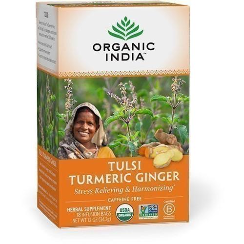 Organic India Tulsi Turmeric Ginger Tea, 18 tea bags 18 count