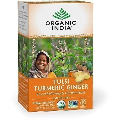 Organic India Tulsi Turmeric Ginger Tea, 18 tea bags 18 count