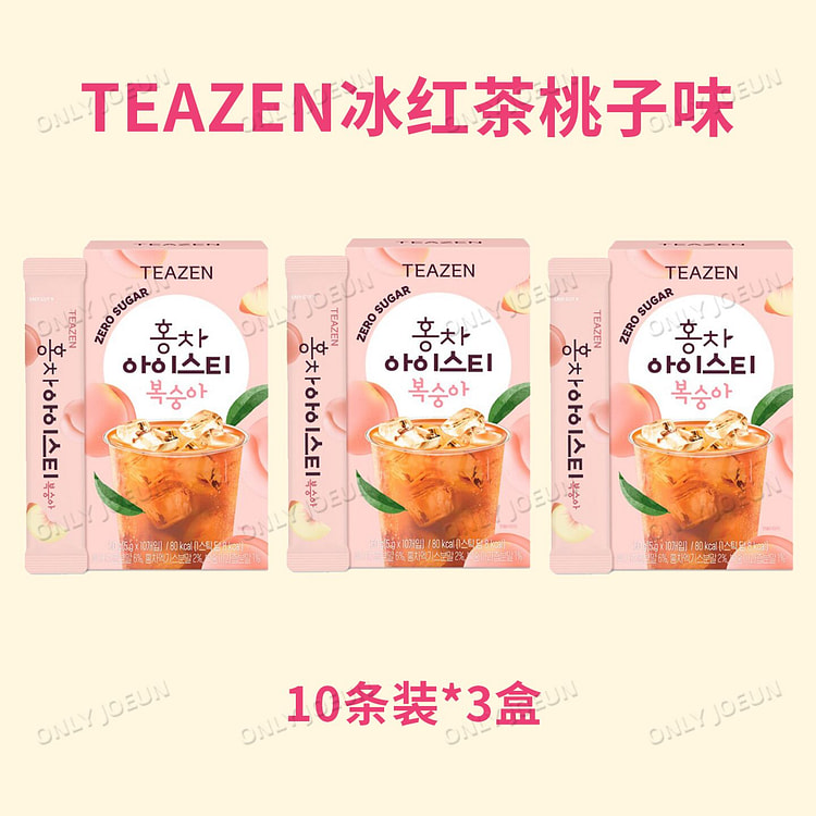 TEAZEN冰红茶冲饮0糖冰桃子味10条*3盒