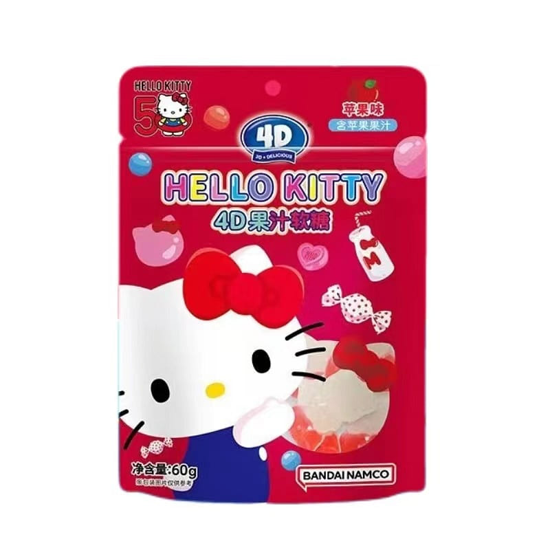 4D Shape Cartoon Sanrio Fruit Jelly-Apple Flavor Hello Kitty Eight Bags 1 each