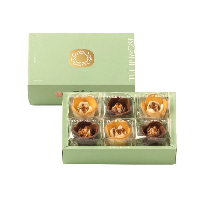 Tokyo Tulip Rose Cream Flower Cookies 6 pieces 1 กล่อง