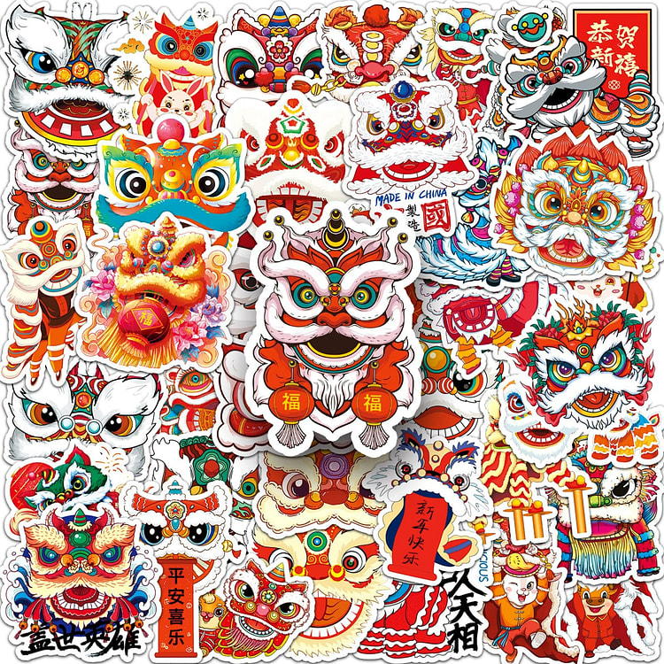 50pcs Cute Lunar New Year Decoration Stickers 1 each