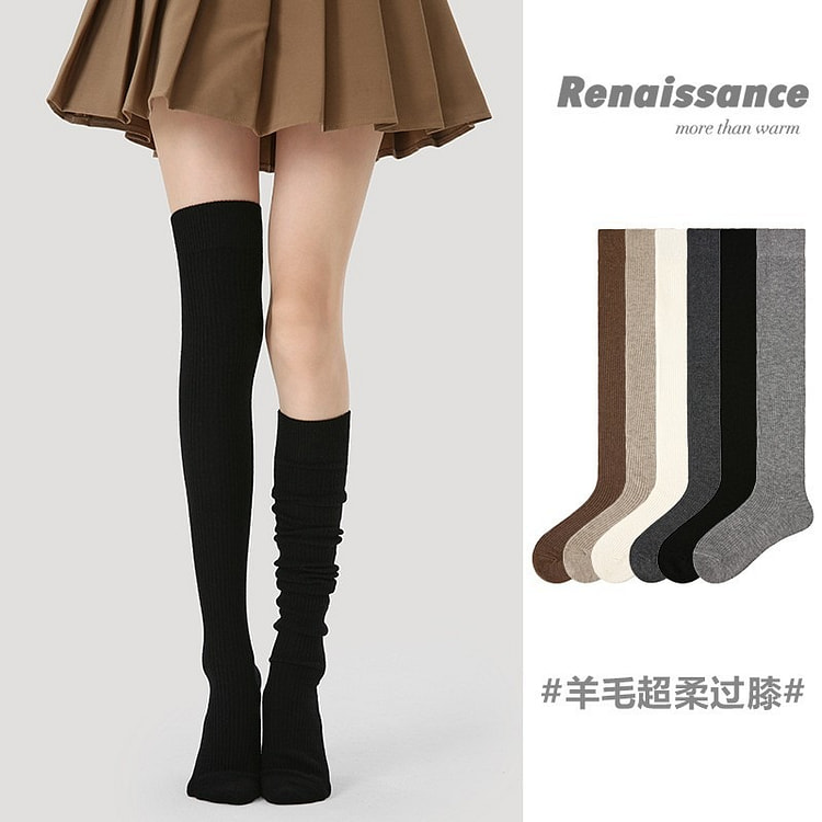 Renaissance winter wool knee high thick Japanese high tube long socks