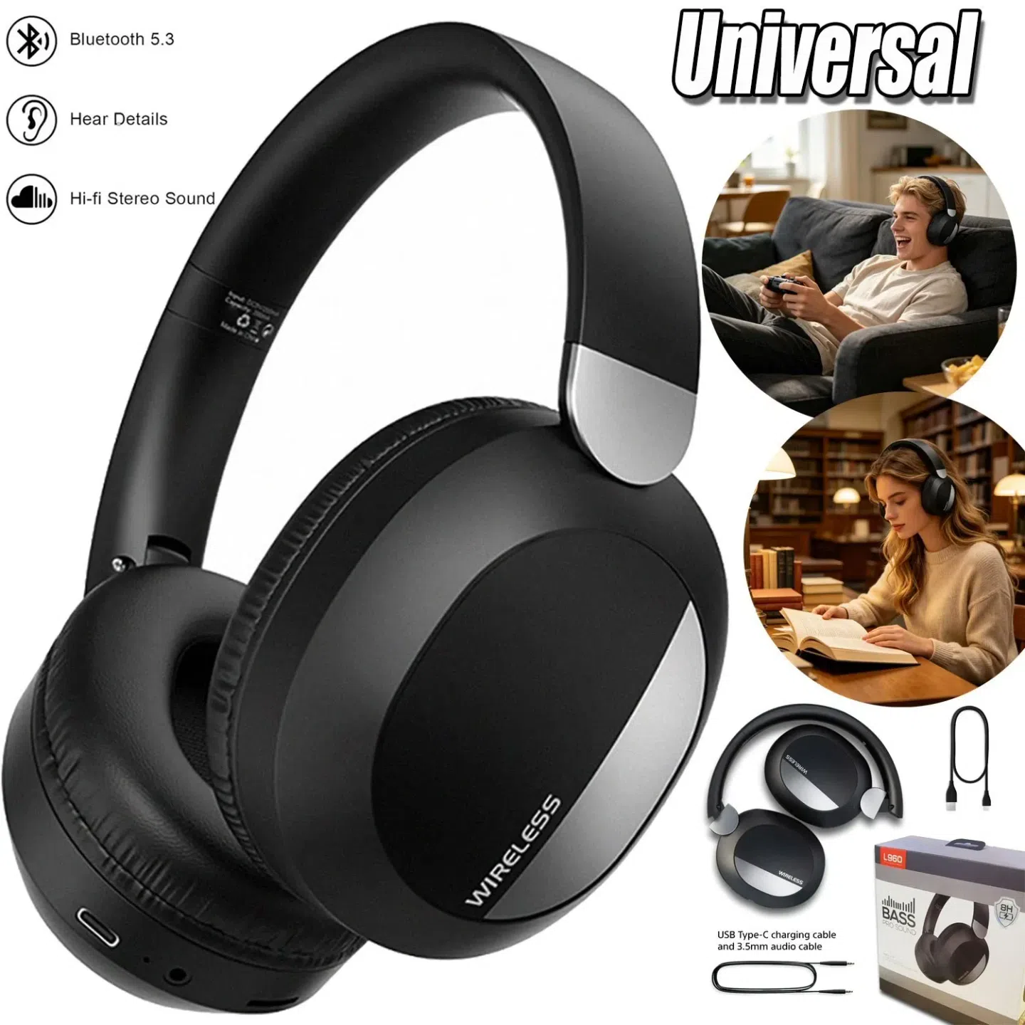 Noise Cancelling Stereo Earphones Over Ear Headset 1 box