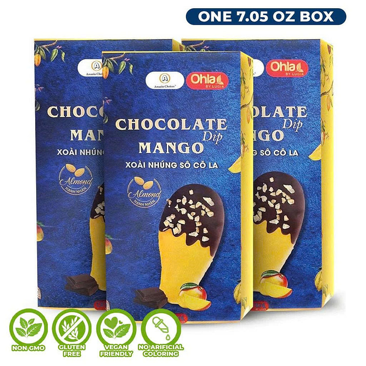 甘くて美味しいご褒美スイーツ：ミルクチョコとアーモンドのドライマンゴー 200g（3箱入り）