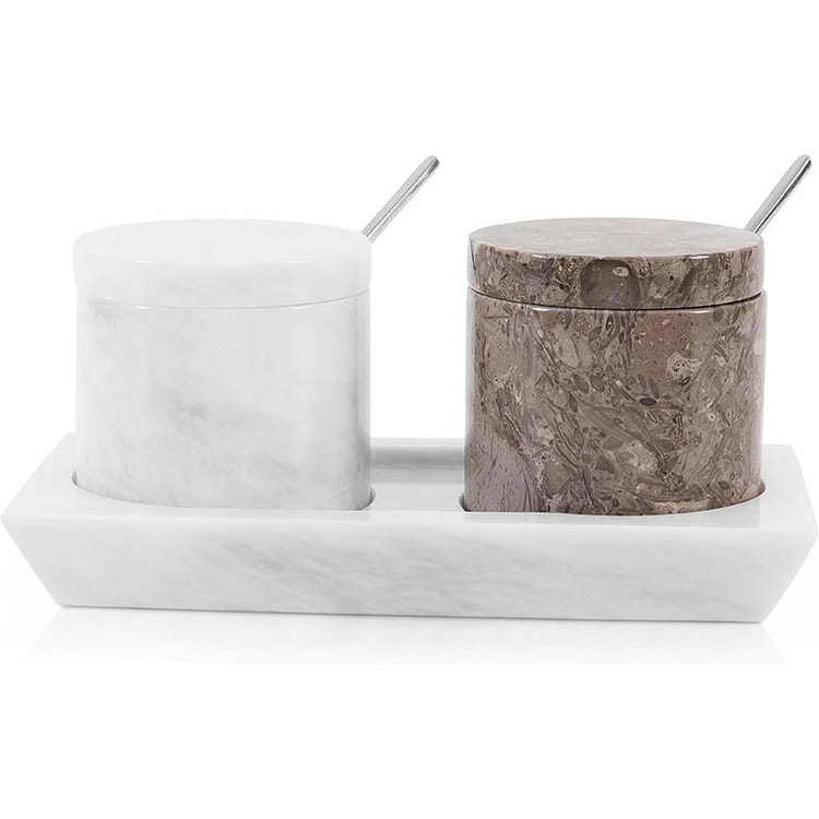 Marble Salt Cellar White & Oceanic -Elegant Holder 1 each