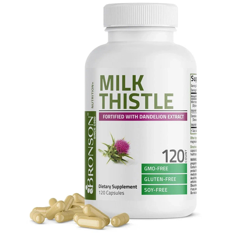 Bronson Milk Thistle & Dandelion 120 Caps 200 pack