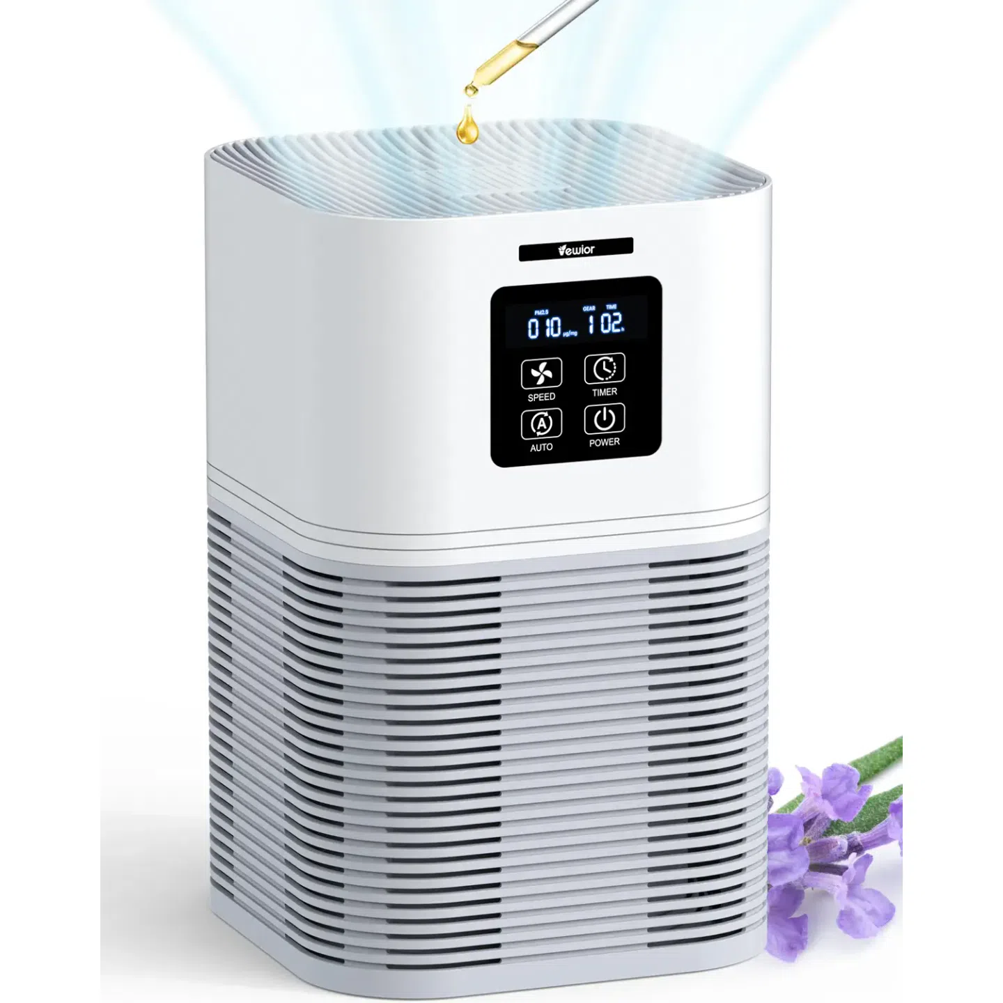 VEWIOR 2 in 1 Air Purifier with H13 Filters for Home Allergies Pets Hair Odor Eliminators, Aromatherapy diffuser and Auto Mode, Quiet Air Cleaner for Office, Home, Bedroom 1 each
