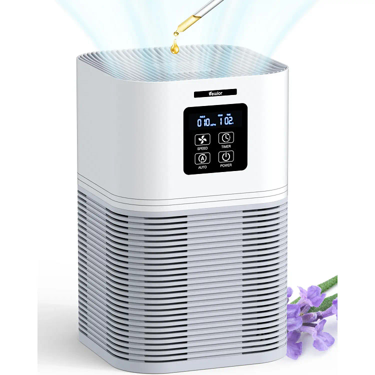 VEWIOR 2合1空气净化器，带H13过滤器，适用于家庭过敏、宠物、除毛器、芳香疗法扩散器和自动模式，适用于办公室、家庭、卧室的安静空气净化器