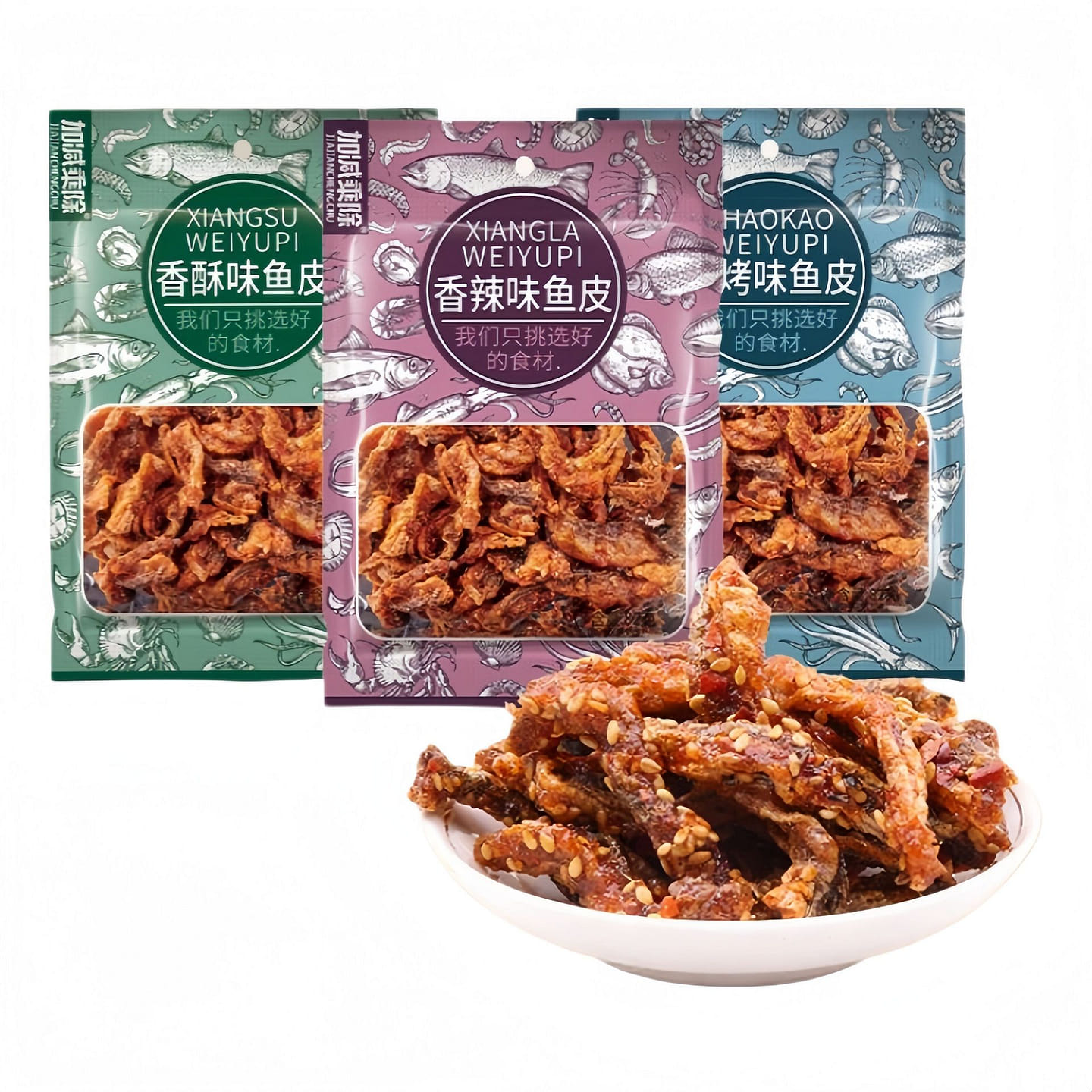 Addition and Subtraction Spicy Fish Skin 82g*3 pac 246 g