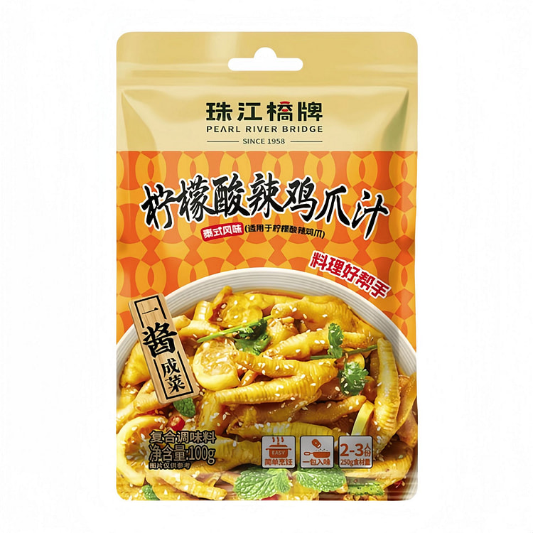 珠江桥牌 柠檬酸辣鸡爪汁泰式风味 100g*1袋 100 克