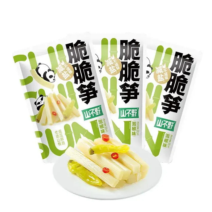 山不野脆脆笋泡椒笋尖笋条减盐解馋小零食3包共84g 84 克