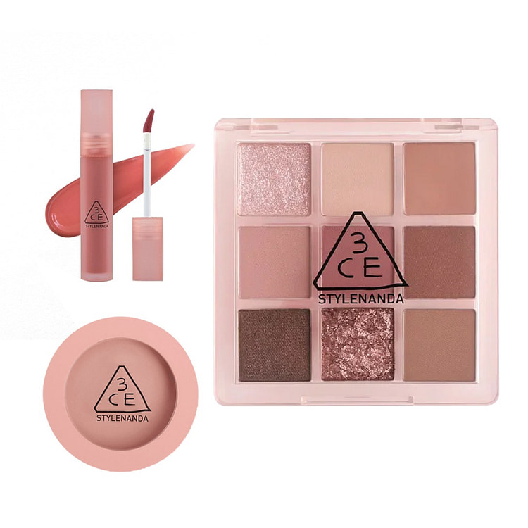 3CE彩妆套装 九宫格眼影腮红唇釉口红  3件套 3 份