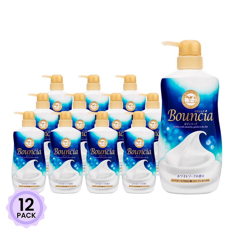 COW牛乳石鹼共进社 BOUNCIA 绵密泡沫密泡沫沐浴露 牛奶花香 480 毫升*12 包
