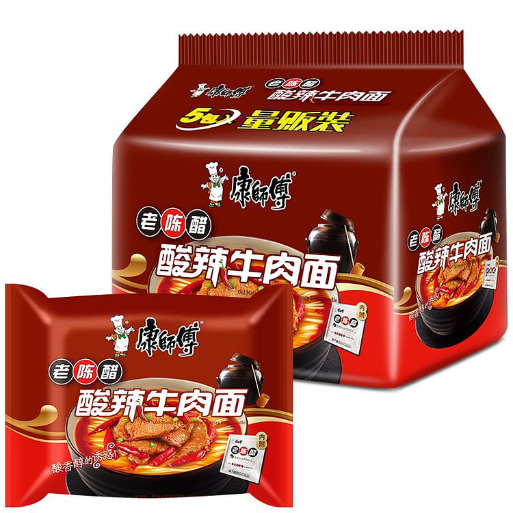 康师傅方便面酸辣牛肉面100g*5袋