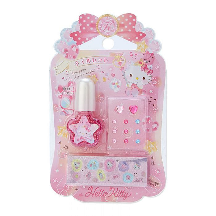 Japan Sanrio Hello Kitty 儿童美甲玩具组 - 水钻贴和贴纸款（6岁以上适用/剥离型/粉色） 1套