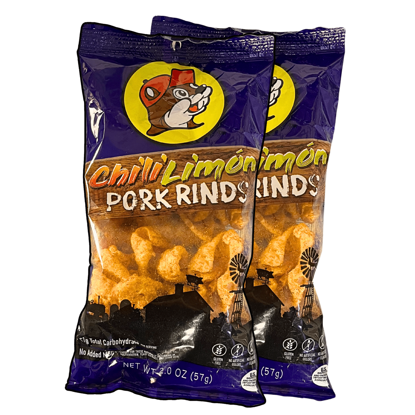 Buc-ee's 智利青柠味猪皮,4 盎司(2 袋),适合生酮饮食和原始饮食者 4 盎司