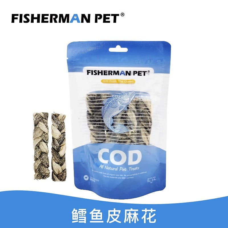Pet Treats FISHERMANPET Dog Treats – Codfish Skin Twist 70 g