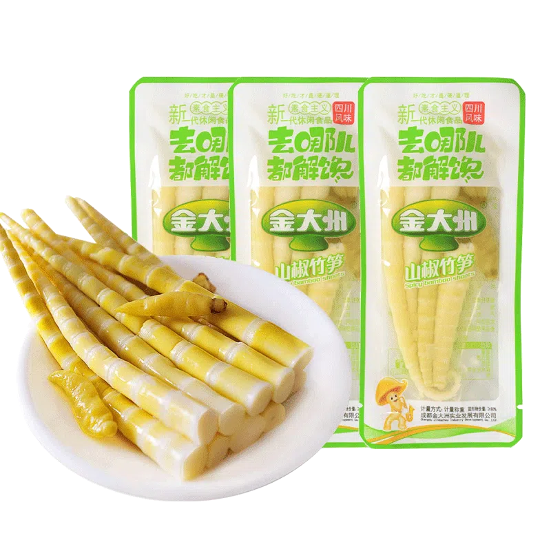 Jin Dazhou pepper bamboo shoots tip open bag ready-to-eat pickled pepper bamboo shoots snack food in small packages, a total of 250g, about 5 to 6 packs 250 그램