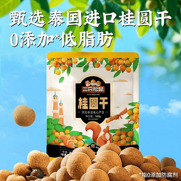 Three Squirrels Dried Longan 500g 500 g