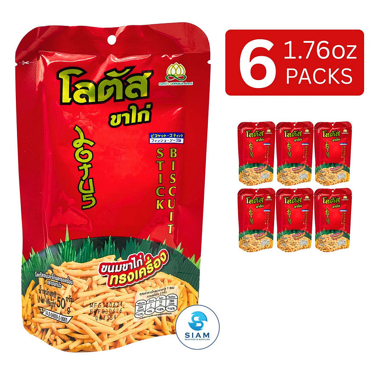 (6-Pack) Lotus Stick Biscuit Snack, Thai Snack