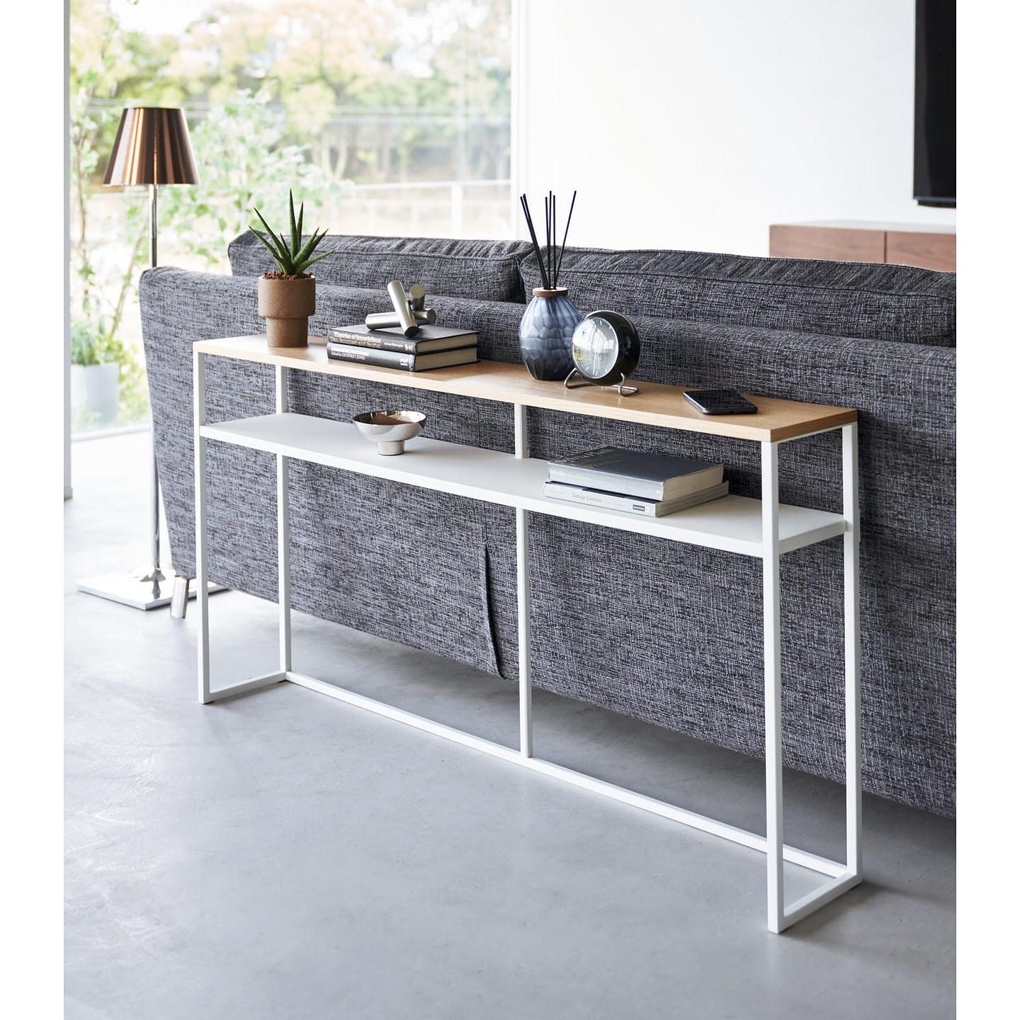 Long Console Table – Steel Shelf / White 1 each