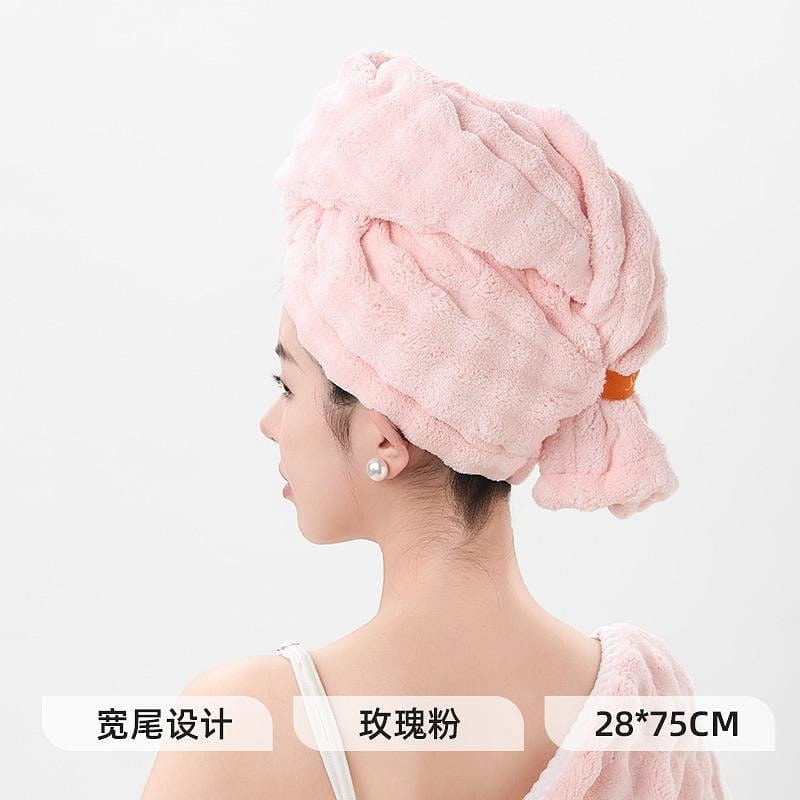 Dry Hair Towel Super Absorbent Shower Cap Rose Pin 1 each