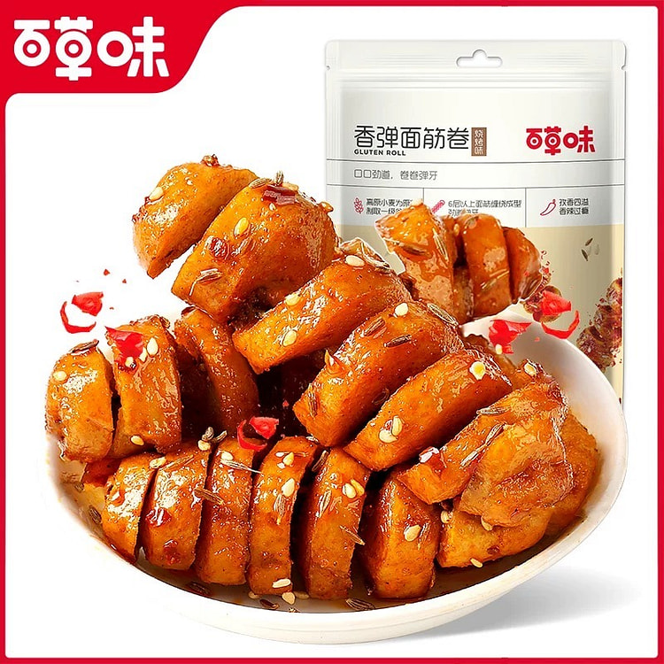 百草味 香弹面筋卷 休闲零食 135 克