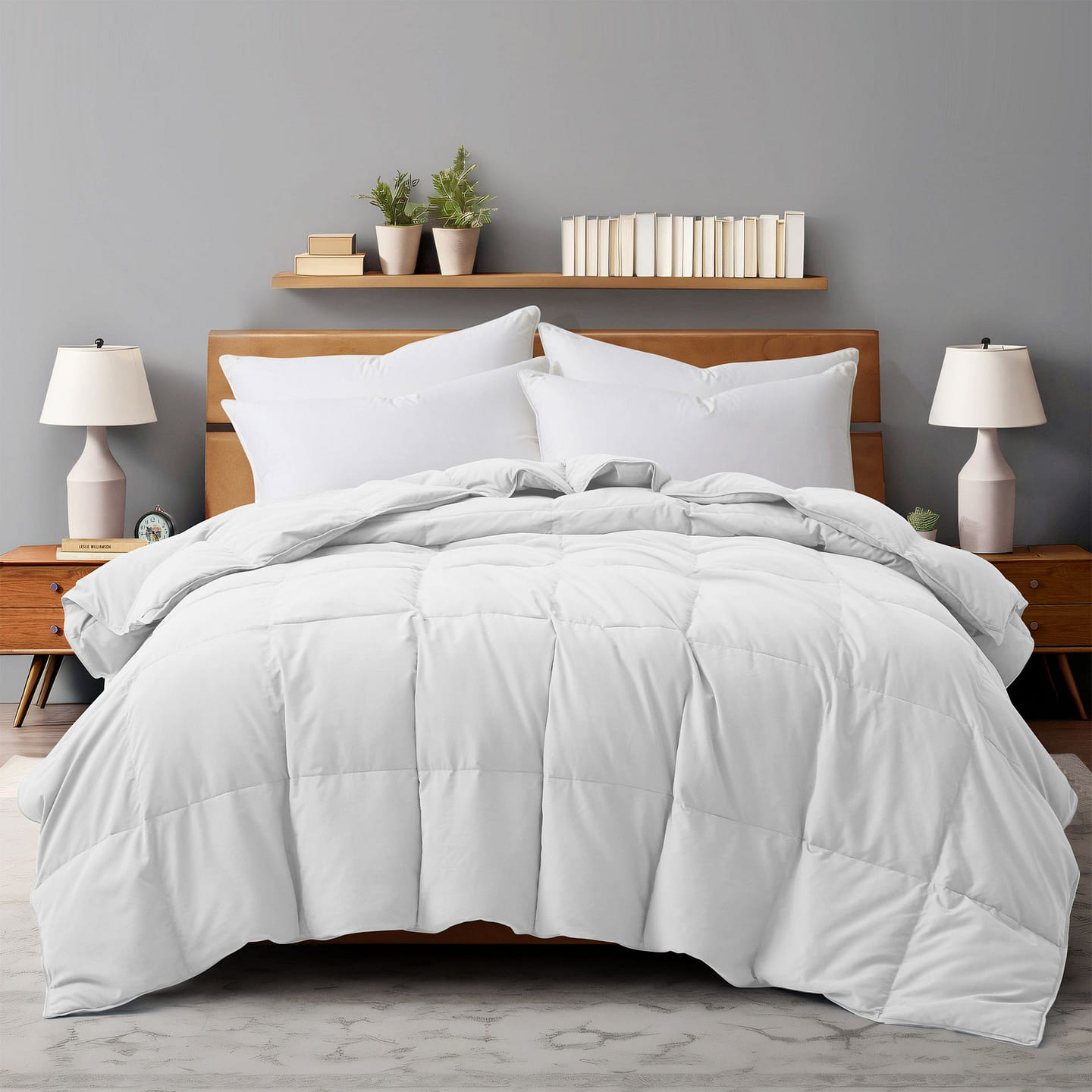 UNIKOME Summer Down Fiber Comforter White Queen 1 box