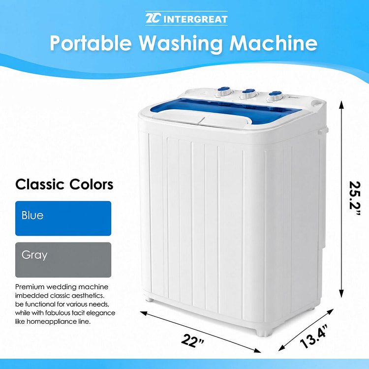 Portable Twin Tub Washing Machine Combo with Spin 1 box