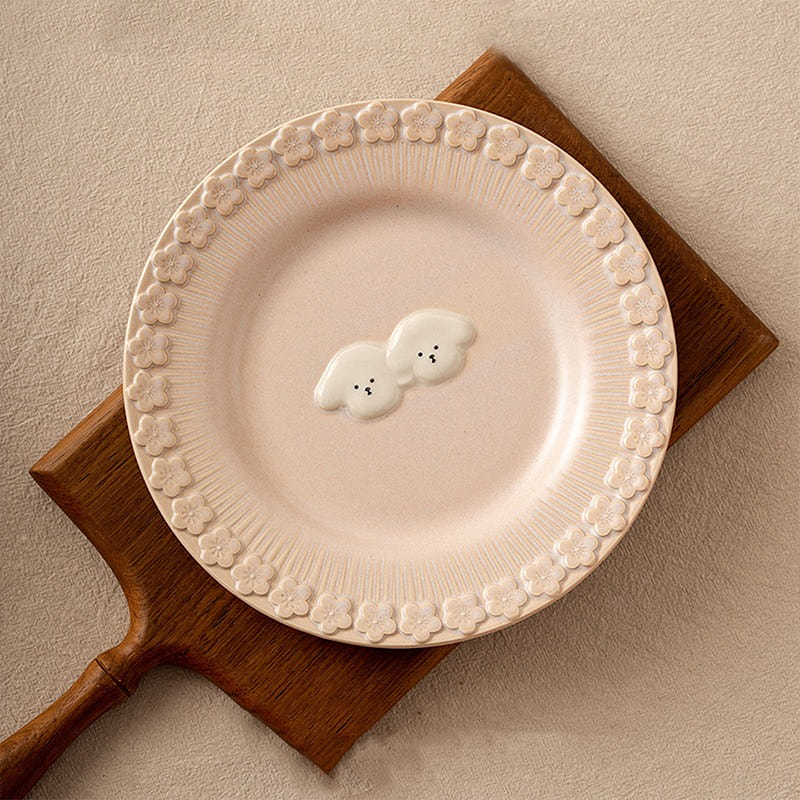 Puppy Theme Ceramic Tablewares Bowls Plates Mug Spoon 7.9" Platter 1 개