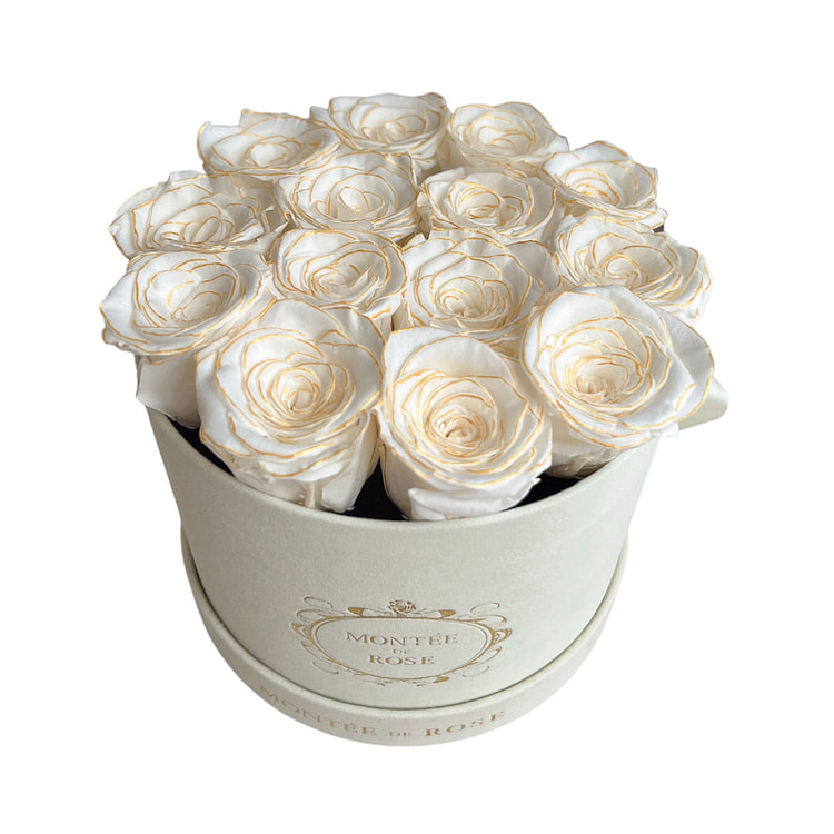 Gold Pearl in Ivory Suede Round MEDIUM