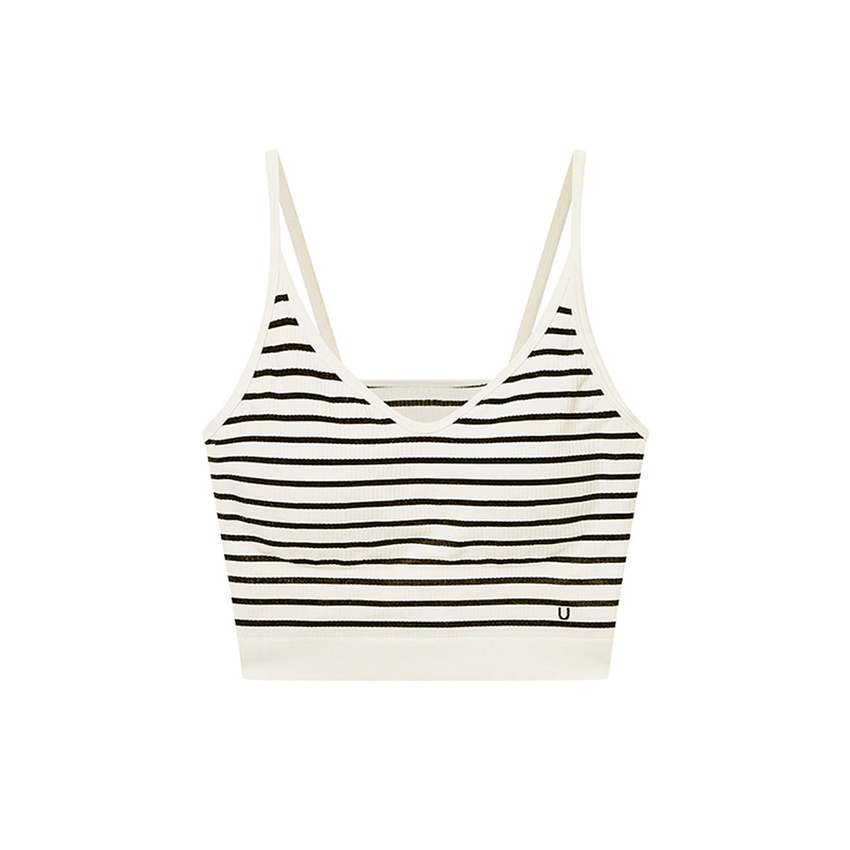 Ubras One Size Striped Tank Top Bra, Seamless Striped Shoulder Strap Bra – Black Stripe/White 50 g