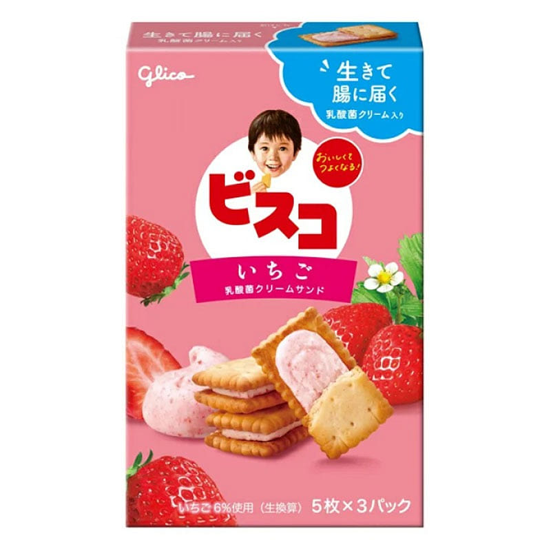 格力高 Bisco 草莓饼干奶油三明治 15枚入 1 份