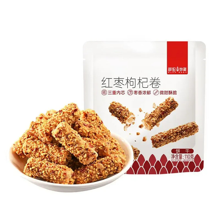 薛记炒货红枣枸杞卷夹心糕点酥脆零食110g*1袋 110 克