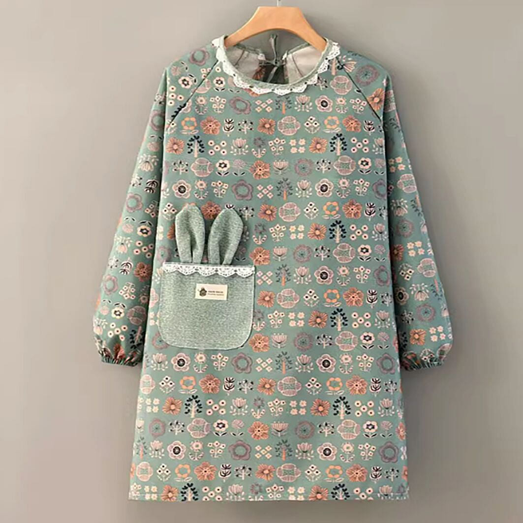 Fashion long-sleeved apron canvas print rabbit ear 1 each