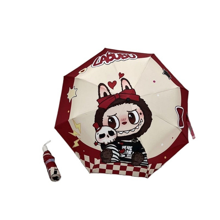 LABUBU Folding Automatic Umbrella red