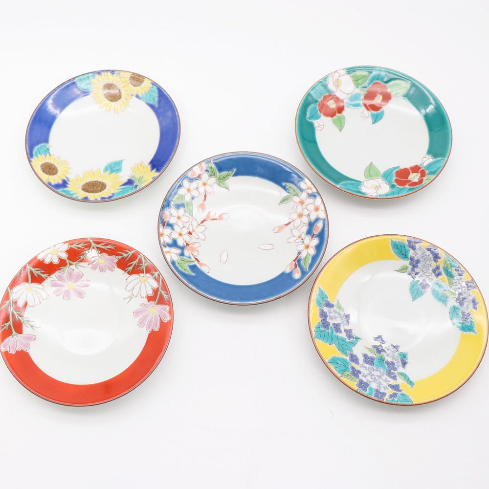 Kutani Ware Serving Plate 5set (Flowers 4 Seasons) 1 each
