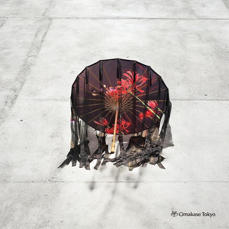 日本舞伞（和伞）-黑色朱红色 453 克