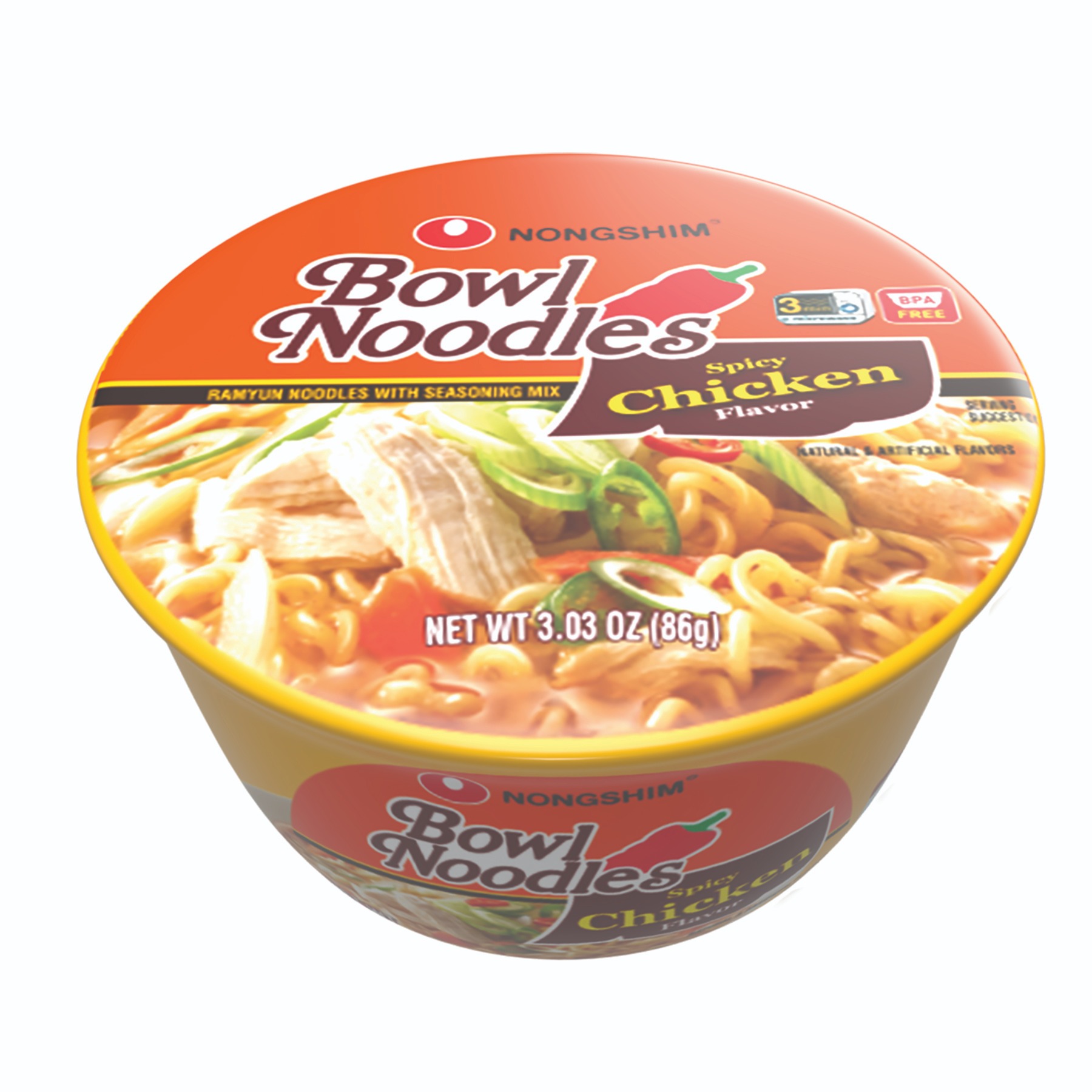 Nongshim Bowl Noodle, Spicy Chicken Flavor 6 Pack 1 each